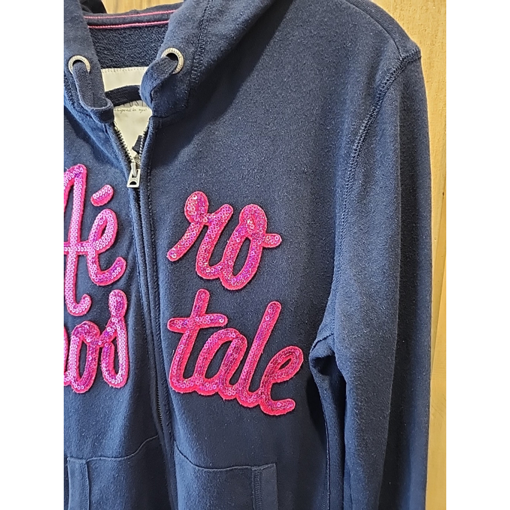 Aeropostale Zip Hoodie Womens Large Navy Pink 90s Y2K - Picture 6 of 16